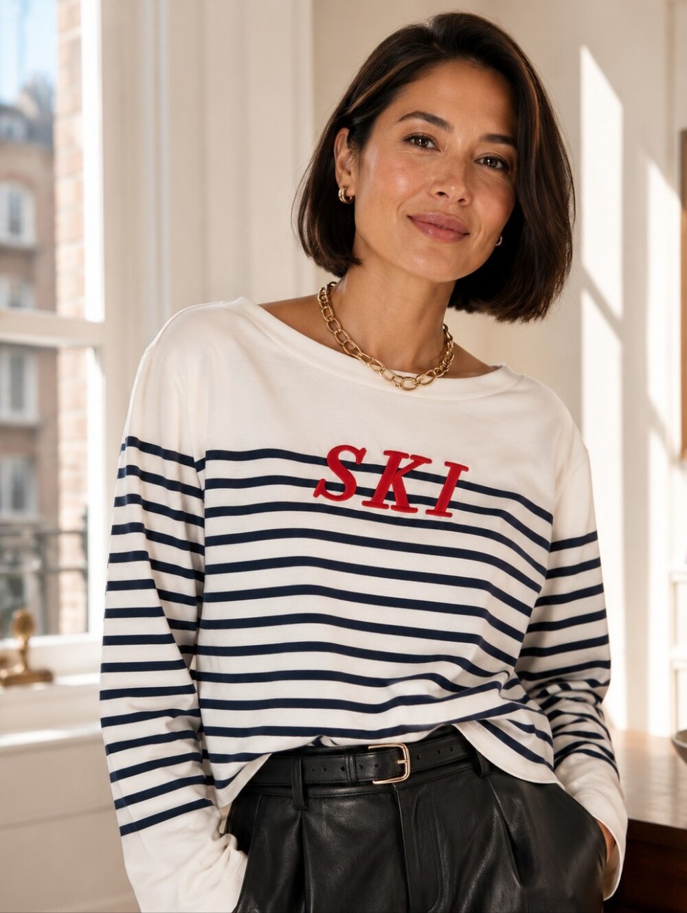 J.Crew Mariner Cloth Ski Stripe Long Sleeve Tee M Breton Top
